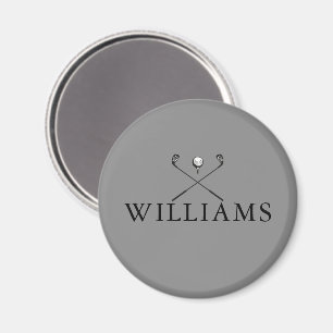 Classic Grey Personalised Name Golf Clubs Magnet