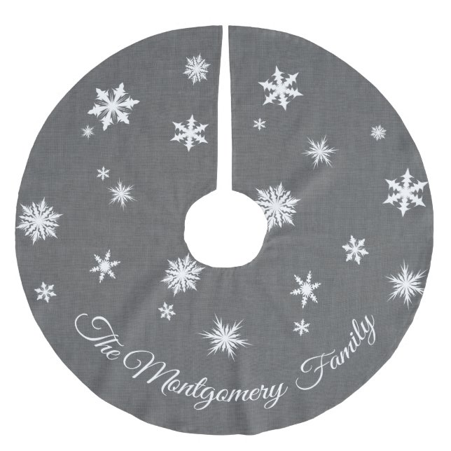 Classic Grey Personalised Tree Skirt (Front)
