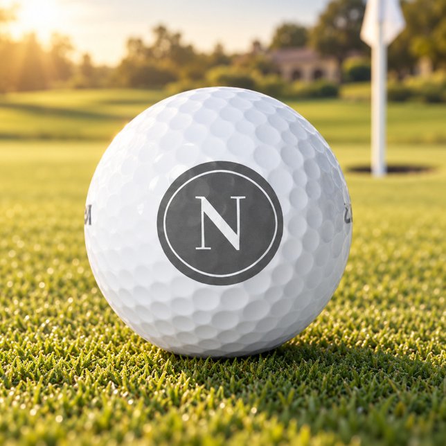 Classic Grey Round Monogram Initial Golf Balls (Creator Uploaded)