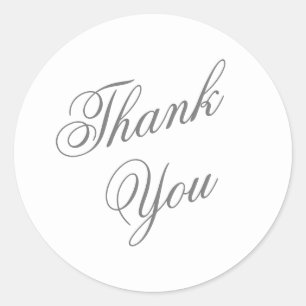 Classic Grey Script Thank You Round Sticker