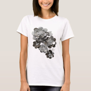 Classic Grey SILVER FLORAL DESIGN Bold Design T-Shirt