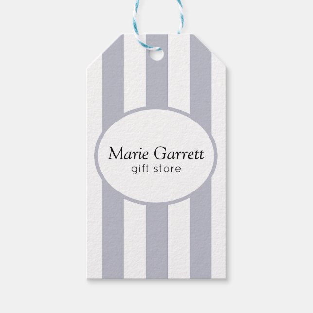 Classic Grey Stripe Business Gift Tags (Front)