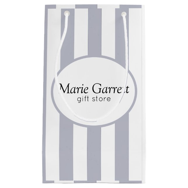 Classic Grey Stripes Custom Small Gift Bag (Front)