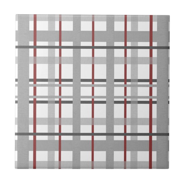 Classic Grey Tartan Plaid Pattern Tile (Front)