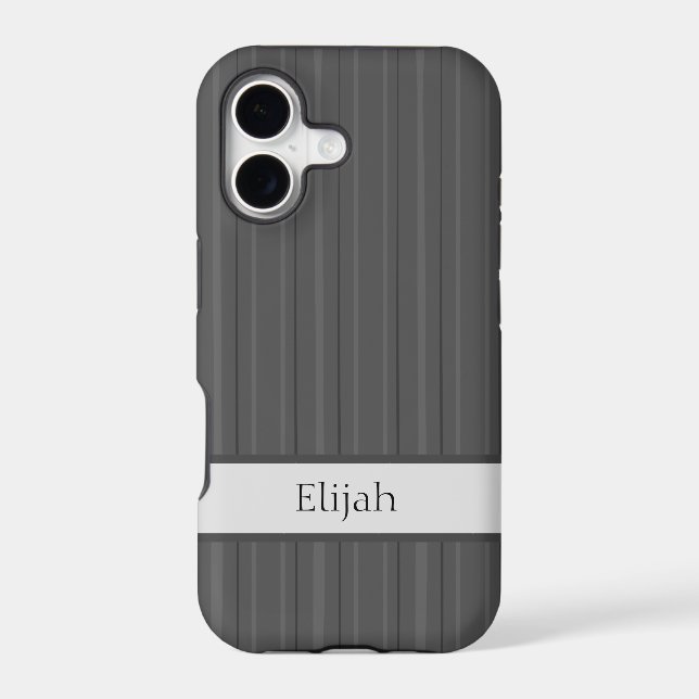 Classic Grey Vertical Stripe Case-Mate iPhone Case (Back)