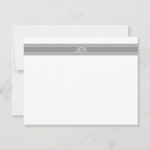 Classic Grey White Custom Monogram Name Initials Card