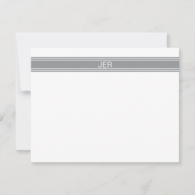Classic Grey White Custom Monogram Name Initials Card (Front)