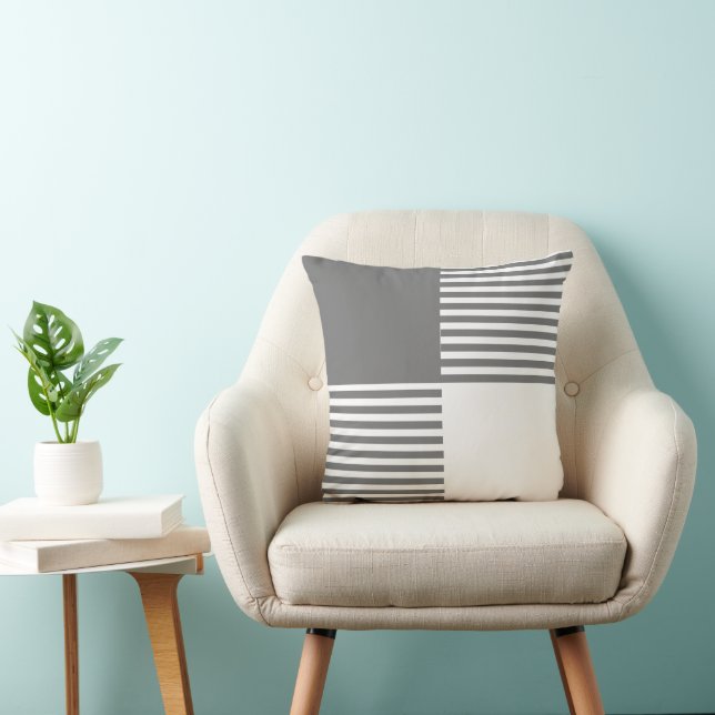 Classic grey white modern minimalist strips cushion (Chair)