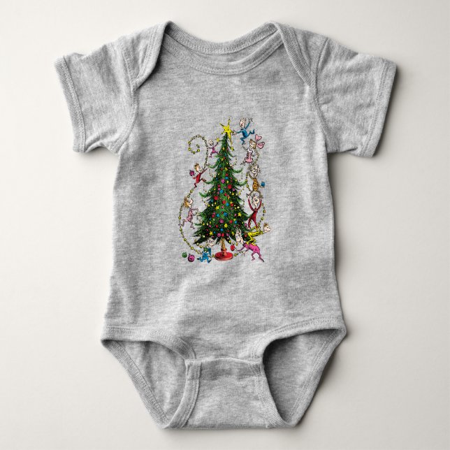 Classic Grinch | Christmas Tree Baby Bodysuit (Front)