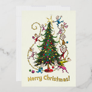 Classic Grinch   Christmas Tree Foil Holiday Card
