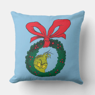 Classic Grinch   Christmas Wreath Cushion
