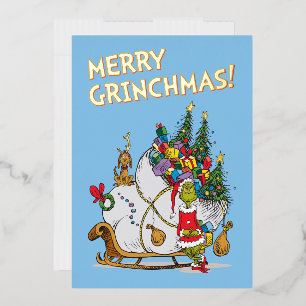 Classic Grinch   Grinch & Max Runaway Slei Foil Holiday Card