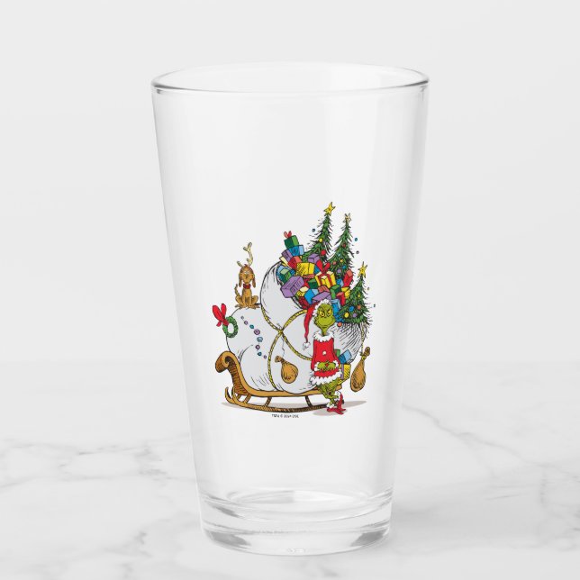 Classic Grinch | Grinch & Max with Sleigh Glass (Front)