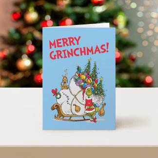 Classic Grinch | Grinch & Max with Sleigh Holiday Card