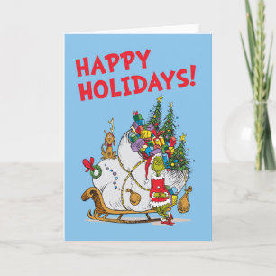 Classic Grinch   Grinch & Max with Sleigh Holiday Card