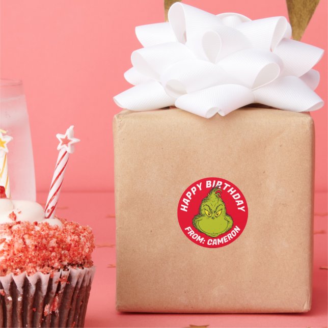 Classic Grinch | Happy Birthday Classic Round Sticker (Party)