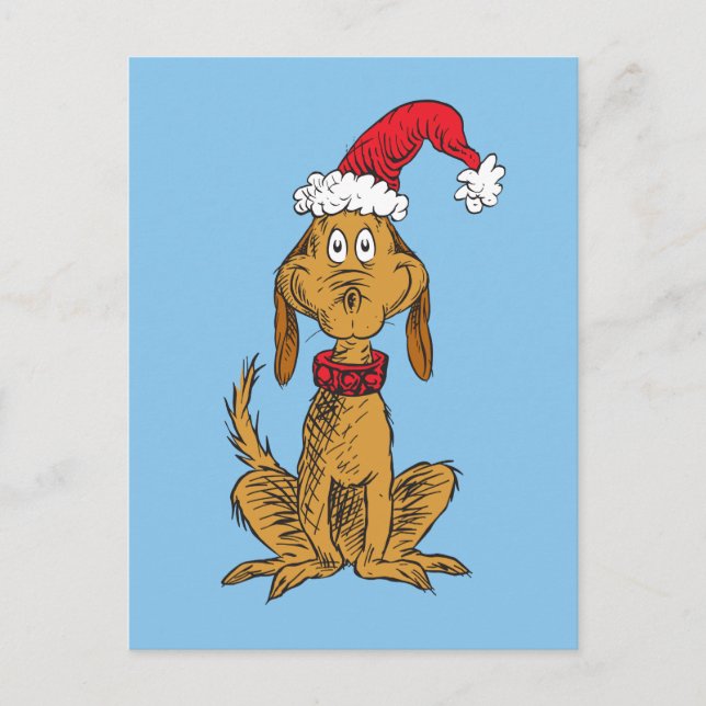 Classic Grinch | Max - Santa Hat Holiday Postcard (Front)