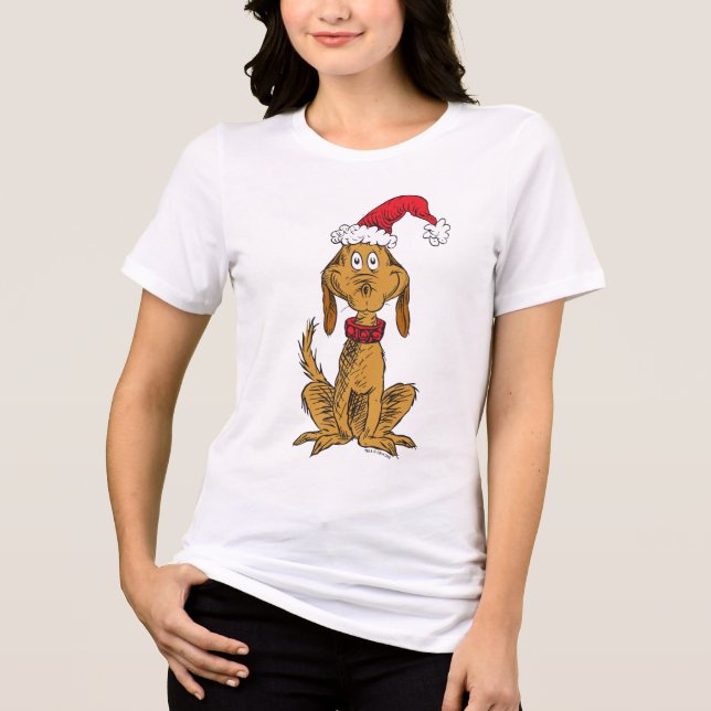 Classic Grinch | Max - Santa Hat Tri-Blend Shirt (Front)