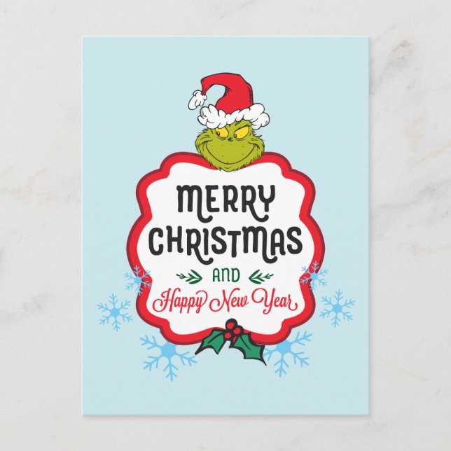 Classic Grinch | Merry Christmas & Happy New Y Holiday Postcard (Front)