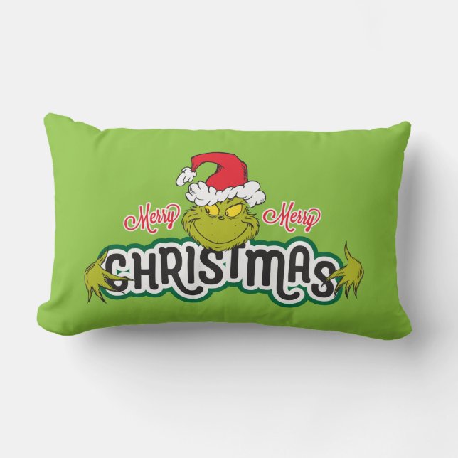 Classic Grinch | Merry Merry Christmas Lumbar Cushion (Front)