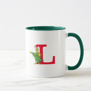 Classic Grinch   Naughty Monogram L Mug