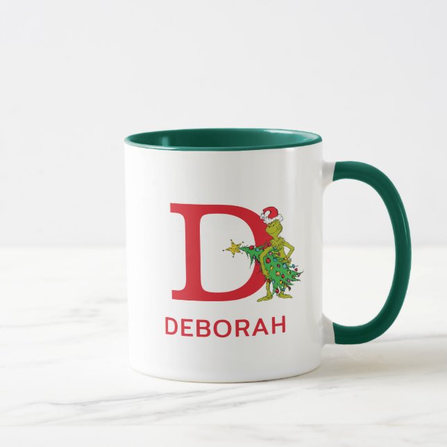 Classic Grinch | Naughty Name & Monogram D Mug (Right)