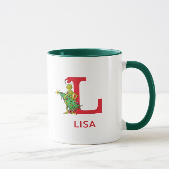 Classic Grinch | Naughty Name & Monogram L Mug (Right)