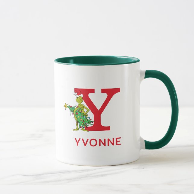 Classic Grinch | Naughty Name & Monogram Y Mug (Right)