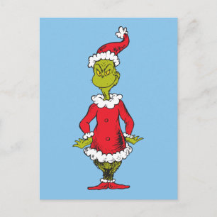 Classic Grinch   Santa Claus Holiday Postcard
