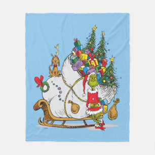 Classic Grinch   The Grinch & Max with Sleigh Fleece Blanket