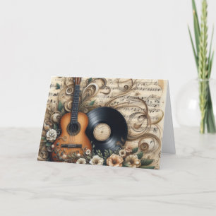 Classic Guitar and Sheet Music Christmas Holiday Card