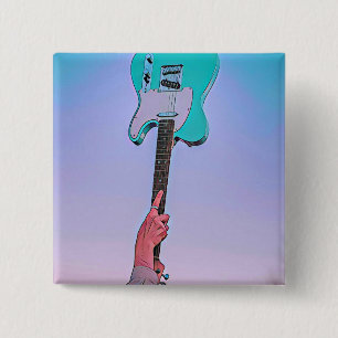 Classic guitar artwork 15 cm square badge