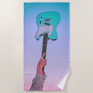 Classic guitar artwork beach towel