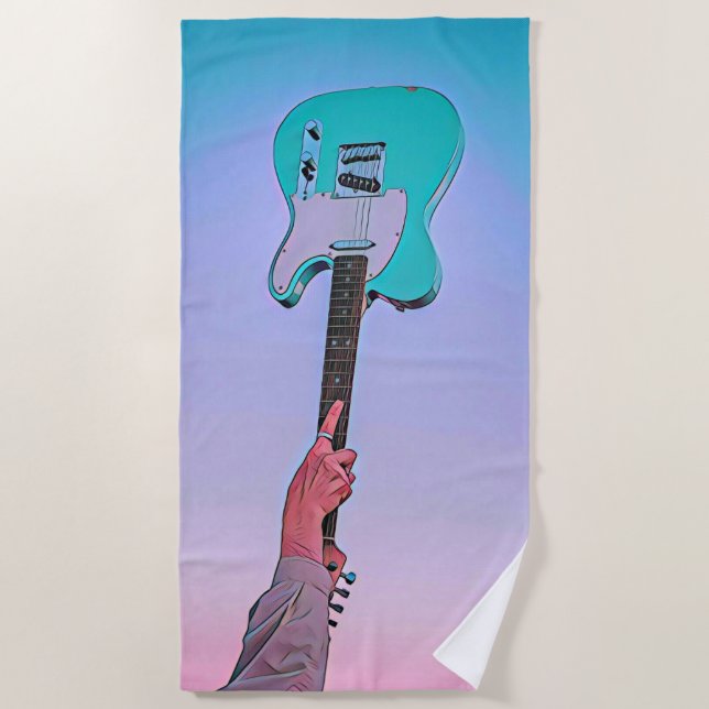 Classic guitar artwork beach towel (Front)