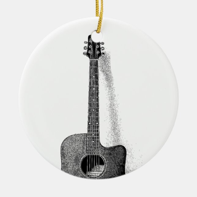 Classic Guitar Ceramic Tree Decoration (Front)