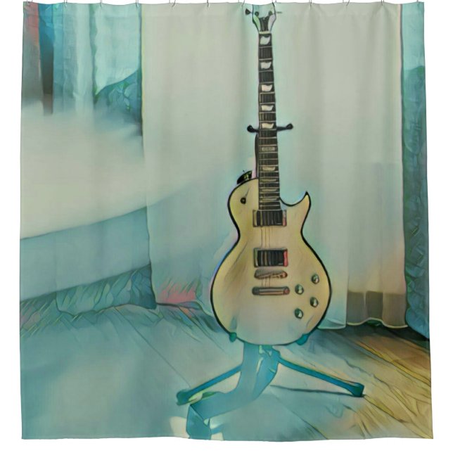 classic guitar gift for dad shower curtain (Front)
