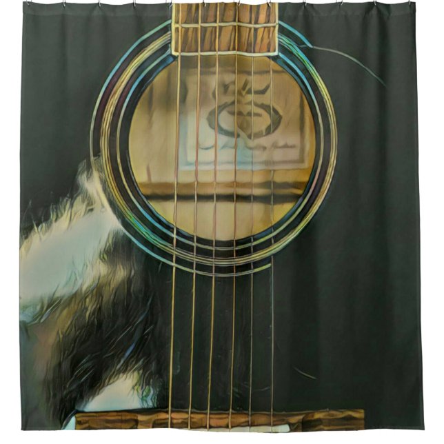 classic guitar gift for dad shower curtain (Front)