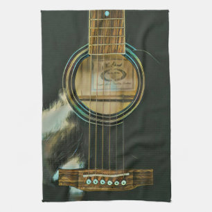 classic guitar gift for dad tea towel
