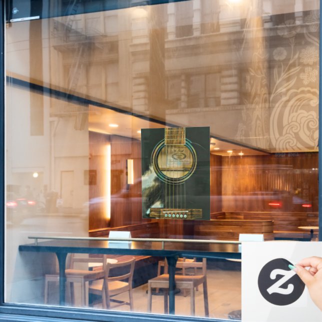 classic guitar gift for dad window cling (Cafe Window)