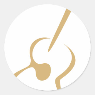 Classic Guitar in Swish Drawing Style Classic Round Sticker