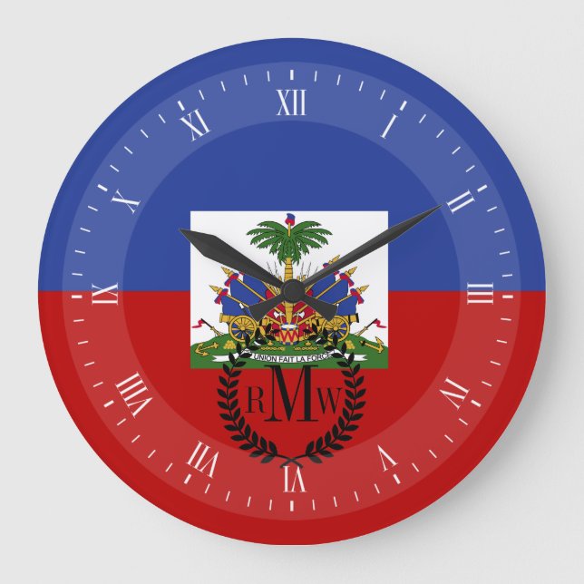 Classic Haitian Flag Large Clock (Front)