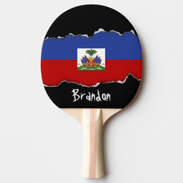 Classic Haitian Flag Ping Pong Paddle (Front)