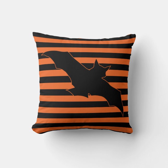 Classic Halloween Bat Stripes Cushion (Front)
