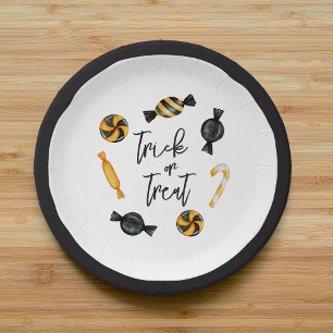 Classic Halloween Candy Trick or Treat Paper Plate