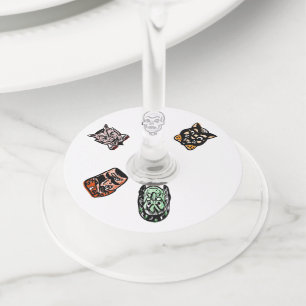 Classic Halloween Characters   Light Wine Glass Tag