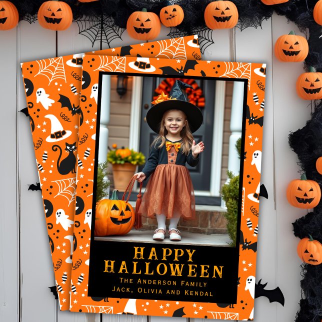 Classic Halloween Cute Custom Photo Holiday Card (Classic Halloween Cute Custom Photo Holiday Card)