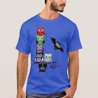 Classic Halloween Owls Monsters T-Shirt