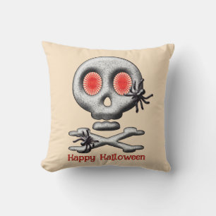 Classic Halloween Scary Skull and Creepy Spiders Cushion