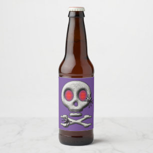Classic Halloween Scary Skull Creepy Spiders Beer Bottle Label