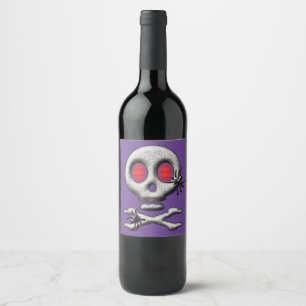 Classic Halloween Scary Skull Creepy Spiders Wine Label
